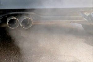 A closeup shot of an exhaust smoke from a car