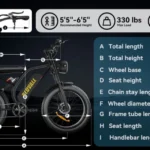 Boombike Bluvall K6 Fat Tire Electric Bike showing Measurement details