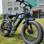 Boombike Bluvall K6 Fat Tire Electric Bike parked out front of an apartment block